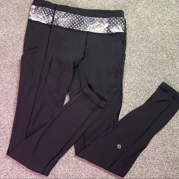 lululemon athletica Pants - Lululemon Leggings Polka Dot Waist Side Pockets Size 8